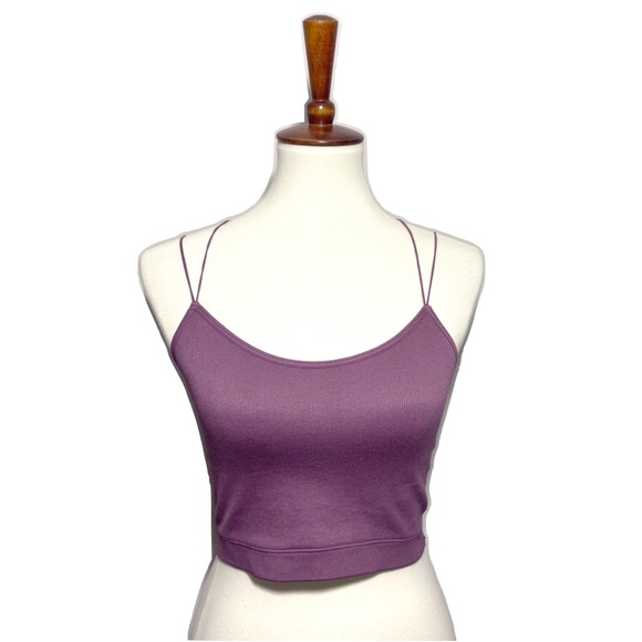 Gilly Hicks Seamless Lace Back Crop Top/Bralette in Mauve Size Large - Picture 2 of 10